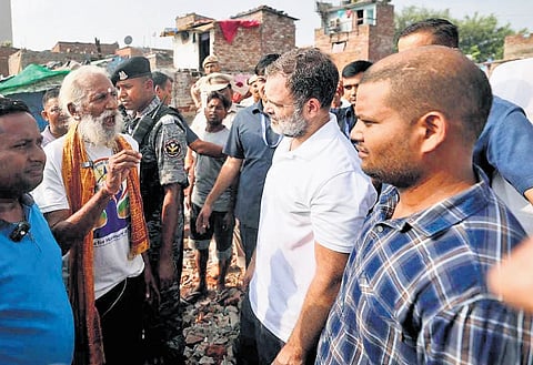 Rahul visits slum demolition sites, vows legal, parliamentary fight for displaced families