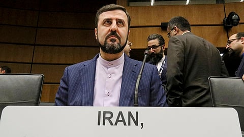 Iran's Ambassador to the IAEA Kazem Gharibabadi waits for the start of the IAEA board of governors meeting in Vienna, Austria, Nov. 21, 2019. 