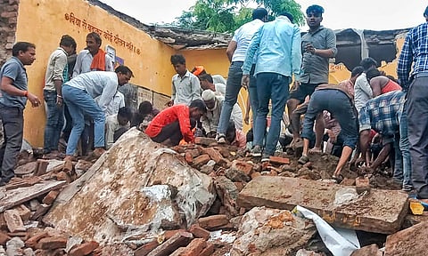 Collapsed government school room in Udaipur