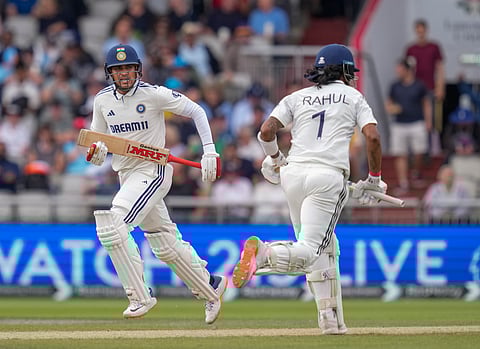 India captain Shubman gill and KL Rahul trying to take a quick single on Day 4 in Manchester