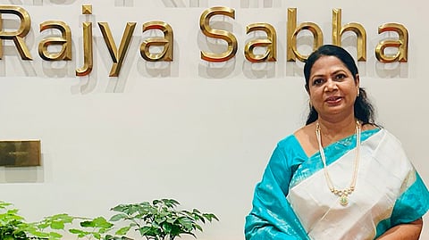 Poet Salma, the newly sworn-in Rajya Sabha MP from the DMK, at the Parliament premises in New Delhi, Friday, July 25, 2025.