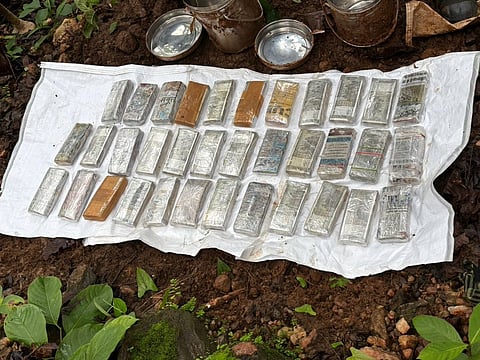 The bundles of money recovered were wrapped in paper and plastic, and were buried under the ground after placing them safely in a steel can.