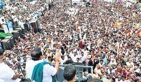 AIADMK general secretary Edappadi K Palaniswami addressing people as part of tour titled ‘Let us protect Tamil Nadu people and reclaim the state’.
