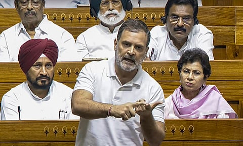 LoP in the Rajya Sabha Mallikarjun Kharge speaks during a debate in the House on the Pahalgam terror attack and Operation Sindoor, at the Monsoon session of Parliament, in New Delhi, Tuesday, July 29, 2025.