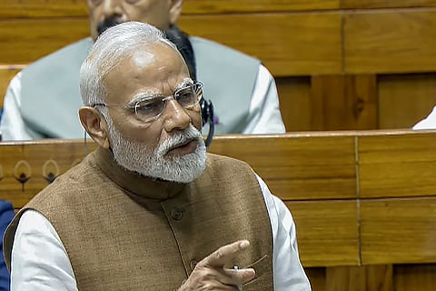 Leader of Opposition in the Lok Sabha Rahul Gandhi speaks during a debate in the House on the Pahalgam terror attack and Operation Sindoor, at the Monsoon session of Parliament, in New Delhi, Tuesday, July 29, 2025. 