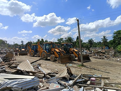 The families whose houses are being demolished belong to the Muslim community, while those from Bodo, Nepali, Manipuri and other communities were exempted, citing possession of FRC certificates. 