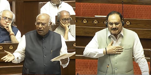 LoP in the Rajya Sabha Mallikarjun Kharge speaks during a debate in the House on the Pahalgam terror attack and Operation Sindoor, at the Monsoon session of Parliament, in New Delhi, Tuesday, July 29, 2025.