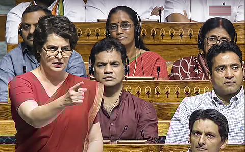 Leader of Opposition in the Lok Sabha Rahul Gandhi speaks during a debate in the House on the Pahalgam terror attack and Operation Sindoor, at the Monsoon session of Parliament, in New Delhi, Tuesday, July 29, 2025. 