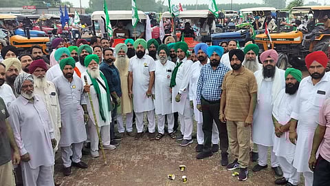 Farmers in Punjab protesting against the land pooling policy.