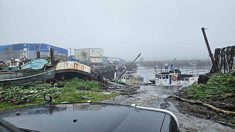 This image, taken from a video released by the Geophysical Service of the Russian Academy of Sciences, shows the aftermath of a tsunami hitting the coastal area of Severo-Kurilsk on Paramushir Island of the Kuril Islands, Russia, Wednesday, July 30, 2025.