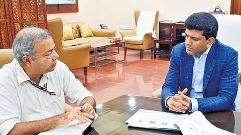 Union Minister of State for Rural Development and Communications Pemmasani (R) Chandrasekhar.