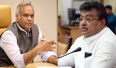Minister Priyank Kharge (L) and Minister MB Patil 