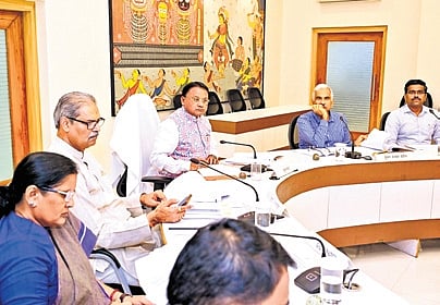 CM Mohan Charan Majhi presiding over the cabinet meeting on Friday