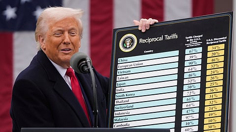President Donald Trump speaks during an event to announce new tariffs in the Rose Garden at the White House, on April 2, 2025, in Washington.
