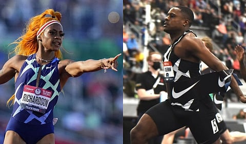 Sha'Carri Richardson (L), and her boyfriend Christian Coleman