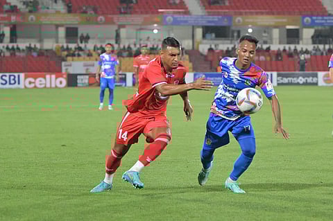 Action from the match between NEUFC and Malaysian Armed Forces