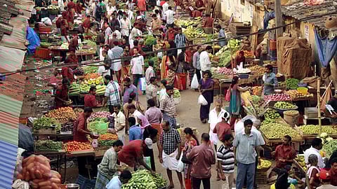 View of the Palayam vegetable market in Thiruvananthapuram