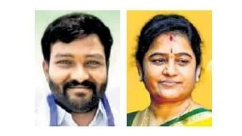 YSRCP nominee Hemant Reddy and  TDP nominee Latha Reddy.