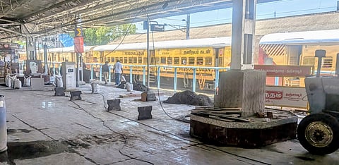 (pic caption: Ongoing development work at second terminal of Thanjavur junction |
Express)
