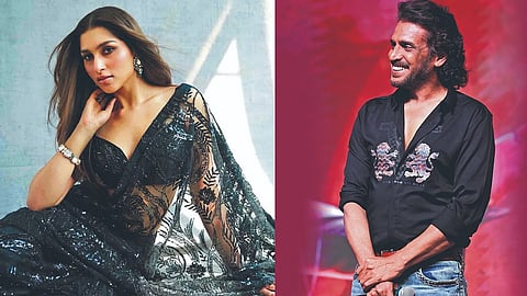 (L) Aradhanaa; (R) Upendra