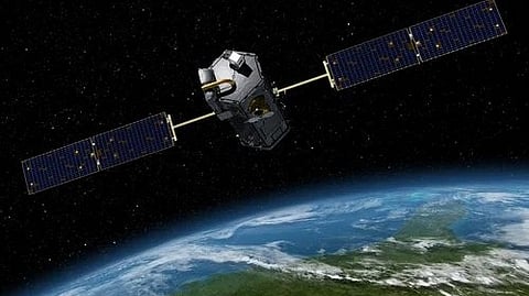This artist rendering provided by NASA shows the Orbiting Carbon Observatory 2.