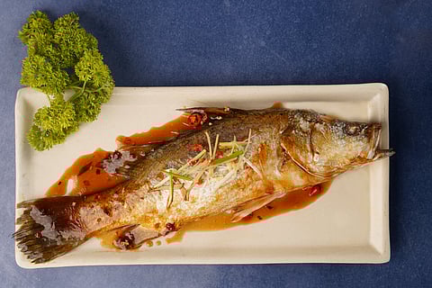 Steamed Whole Beckti with Ginger & Scallion