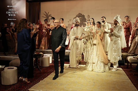 Tarun Tahillani (L) at India Couture Week in Delhi