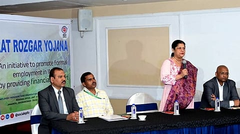 Regional PF commissioner-II Maushumi Lata Padhi speaking at the event.