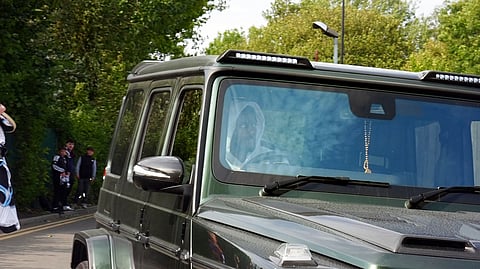 Newcastle United's Alexander Isak arrives for training at the Newcastle United Training Centre, Newcastle upon Tyne, England, Wednesday, Aug. 5, 2025. 