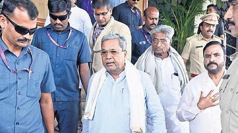 Chief Minister Siddaramaiah arrives for the cabinet meeting at Vidhana Soudha in Bengaluru on Thursday