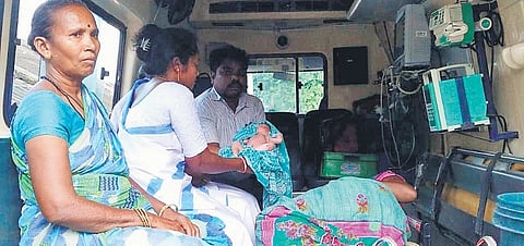 Prompt medical response helps 
mother deliver baby in ambulance in Andhra Pradesh's Palakonda