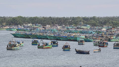 Madurai-Fishermen begin indefinite strike in Rameswaram,  mechanised boats remain anchored in fishing harbours in Rameswaram islet.
