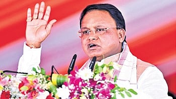 Chief Minister Mohan Charan Majhi addressing a function at Koraput