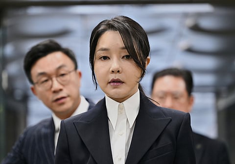 South Korea's former first lady Kim Keon Hee, wife of impeached former president Yoon Suk Yeol, arrives at a court to attend a hearing to review her arrest warrant requested by special prosecutors, in Seoul, South Korea.
