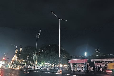 The streetlights in the busy Palayam area have been out for days.