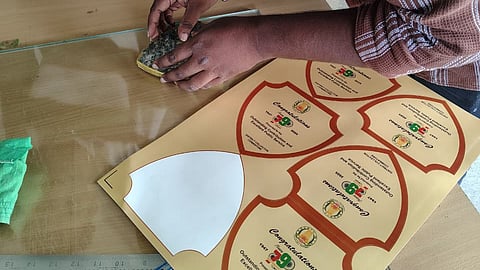 This year, the Coimbatore district administration is going to hand over award shields made out of recycled MLP waste.