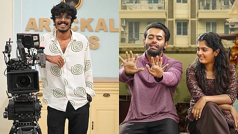 Akhil Anilkumar (L), Arjun Ashokan and Revathy Sharma in Thalavara (R)