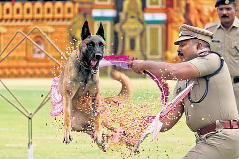 Railway protection force performing drills at ICF ground in Perambur;  