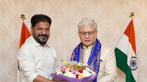 Telangana CM attends ‘At Home’ programme, KCR gives it a miss