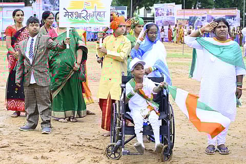 For the first time, with the intervention of the District Collector, students from the Sneha Society for Rural Reconstruction Mentally Retarded School performed a patriotic dance during the Independence Day celebrations at the Police Parade Grounds in Nizamabad on Friday.
