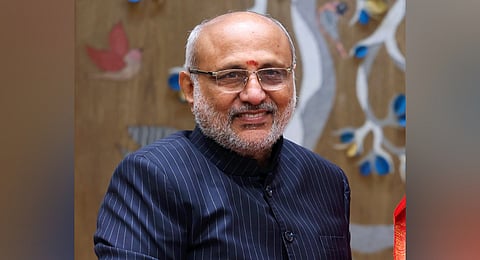 President Droupadi Murmu administers the oath of office of the Vice-President of India to CP Radhakrishnan during a swearing-in ceremony, at Rashtrapati Bhavan, in New Delhi, Friday, Sept. 12, 2025