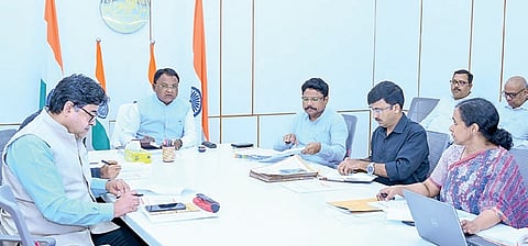 CM Mohan Charan Majhi at the review meeting of H&FW department on Monday.