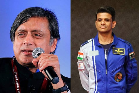 Congress MP Shashi Tharoor (L)  hails Shubhanshu Shukla’s (R) mission as a stepping stone for Gaganyaan and milestone in space diplomacy