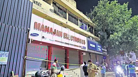 Five fire tenders doused the blaze at an electronics shop in Raja Garden 