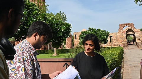 Art and architecture historian Aditi Chandra on a heritage walk at the Qutub Minar