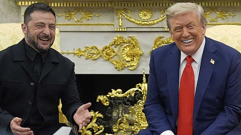 President Donald Trump meets with Ukraine's President Volodymyr Zelenskyy in the Oval Office at the White House, Monday, Aug. 18, 2025, in Washington.