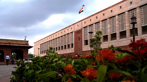 A view of the parliament building in New Delhi.
