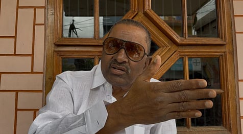 Former minister DL Ravindra Reddy addressing the media on Wednesday.