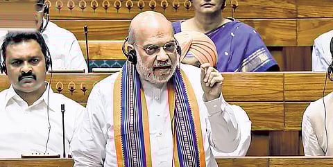 Amit Shah speaks in the Lok Sabha during Monsoon session, on Wednesday 
