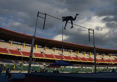 A pole vault athlete in action during the 64th Senior Inter-State Athletics Championships in Chennai on Wednesday 